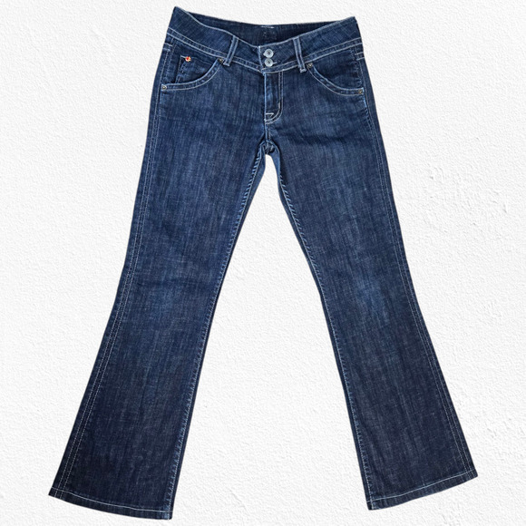 Hudson Jeans Dark Wash Signature Boot Cut Low Rise Womens Wide Leg Jeans Size 28 - Picture 2 of 11